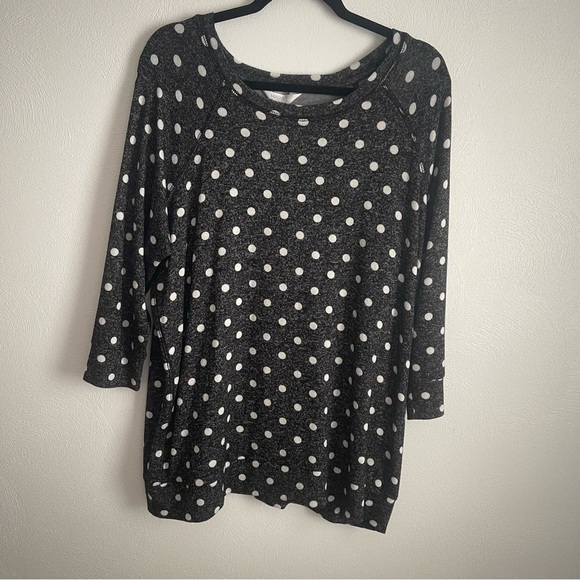 NWT Stitch Fix Market & Spruce Arnold Raglan Knit Top polka dots dark gray 1X - Picture 1 of 9